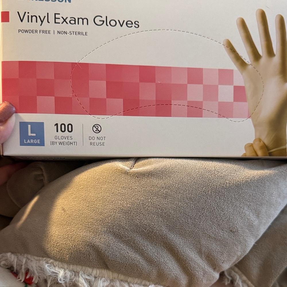 Vinyl Exam Gloves Large - Powder Free, Beige